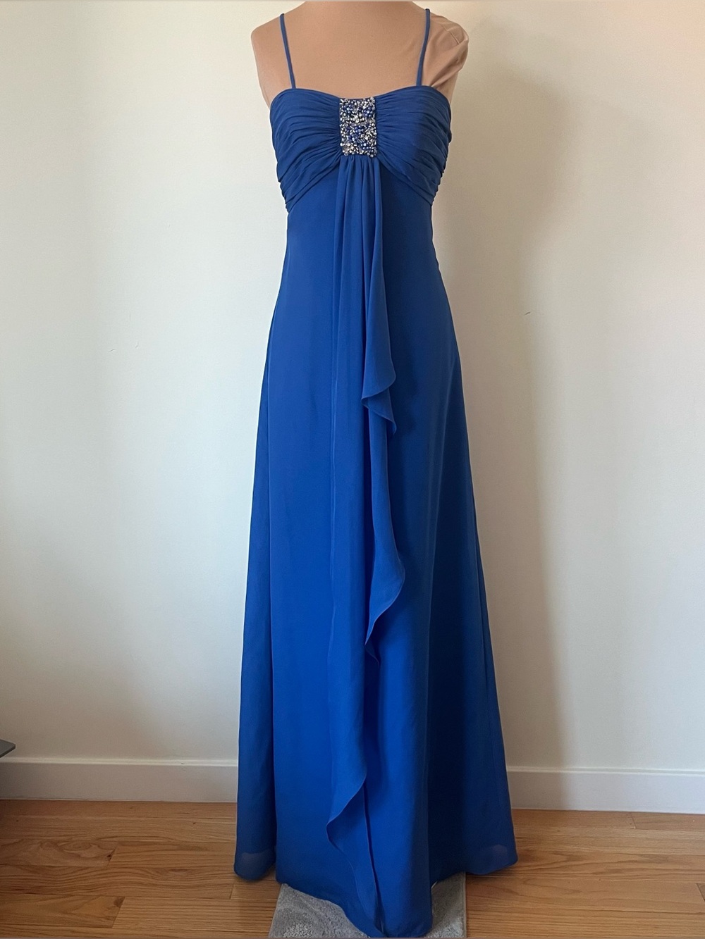 Jordan Sweetheart Neckline Bead Design Draped Y2K Prom Royal Blue Dress Gown 0